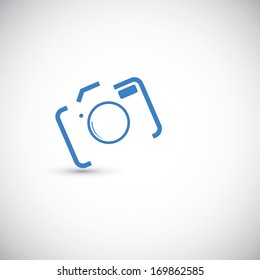 Abstract camera icon on the grey background