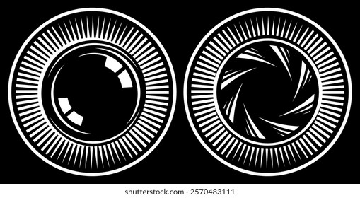 Abstract Camera Lens Aperture Blades Design Illustration.