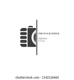 Abstract camera logo vector design template for professional photographer or photo studio