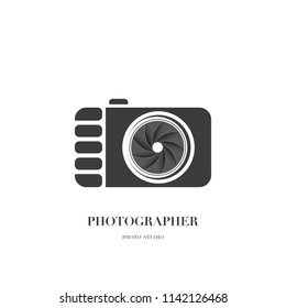 Abstract camera logo vector design template for professional photographer or photo studio
