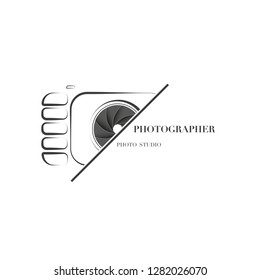 Abstract camera logo vector design template for professional photographer or photo studio