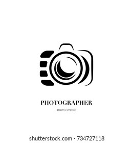 Abstract camera logo vector design template for professional photographer or photo studio