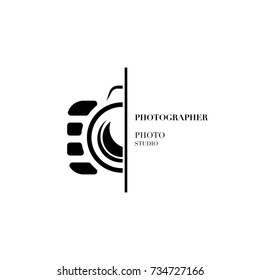Abstract camera logo vector design template for professional photographer or photo studio