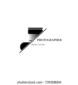 Abstract camera logo vector design template for professional photographer or photo studio