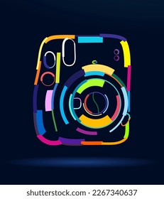 Abstract camera from multicolored paints. Colored drawing. Vector illustration of paints