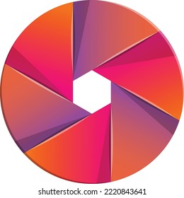 Resumen de la ilustración del logotipo del obturador de la cámara en un estilo moderno y mínimo aislado en segundo plano
