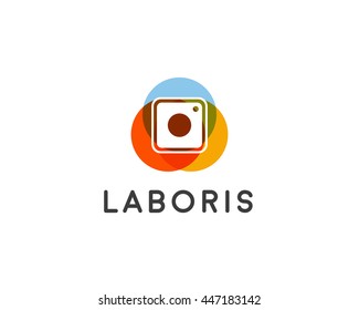 Abstract camera social network vector logo. Photo video control icon
