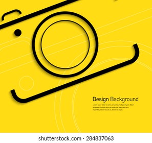 Abstract camera symbol background for business design, technology, presentation, photography, photo, photographer, advertisement. Flat design style