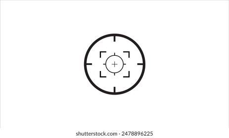 Icono de cámara Abstractas, Icono de línea de enfoque. Diseño de Vector de lente de enfoque de cámara de contorno sobre fondo blanco.