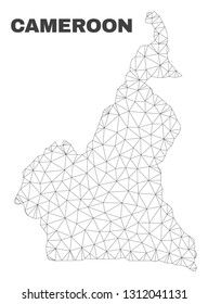 Abstract Cameroon map isolated on a white background. Triangular mesh model in black color of Cameroon map. Polygonal geographic scheme designed for political illustrations.