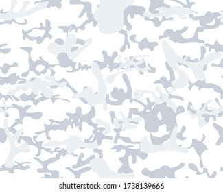 Abstract Camo Brush. Gray Camo Paint. Army Snow Grunge. Vector White Pattern. White Fabric Pattern. White Military Vector Camoflage. Winter White Camouflage Seamless Paint. Repeat Seamless Camouflage.