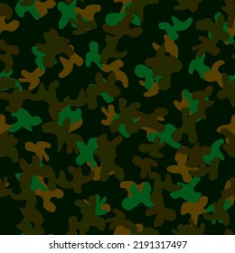 Abstract Camo Paint. Digital Khaki Camouflage. Grey Camo Paint. Tree Brown Canvas. Fabric Brown Texture. Green Repeat Pattern. Seamless Vector Background. Camouflage Print. Vector Woodland Camoflage