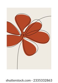 Abstraktes Kamillenblumenposter. Handgezeichnete botanische Illustration. Zeilenfortschrittliches Zeichnen. Grafikdesign, botanischer Druck, Beauty-Branding-Karte, floraler Hintergrund, Logo, Broschüre, Tapete.