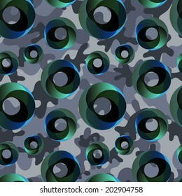 Abstract camouflage background with circles. Seamless