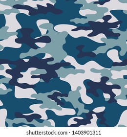
abstract camouflage blue seamless vector pattern for clothing and wallpaper