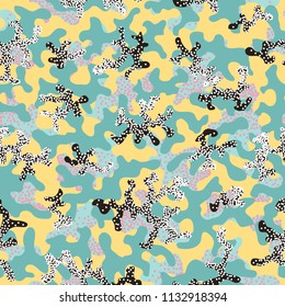 Abstract camouflage, fashion seamless pattern background. Cool camouflage military texture .Nature,floral illustration. Seamless pattern children fashion fabric cloth textile. Colorful modern. Vector