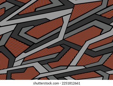 Patrón geométrico sin soldadura de camuflaje abstracto con formas poligonales rayadas. Ornamento moderno de textura deportiva digital para tela, moda e impresión de envoltura de vinilo. Fondo vectorial.