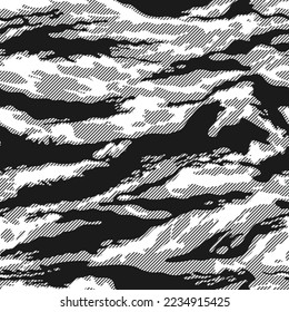 Abstract camouflage linear seamless pattern, vector texture, vinyl wrap.