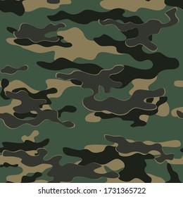 Abstract camouflage military texture seamless pattern on textile. Forest pattern for printing clothes.