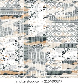 abstract camouflage patchwork pattern on white background