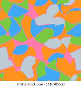 An abstract camouflage pattern containing uneven spots of different colors. Fashionable texture.