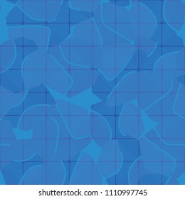 An abstract camouflage pattern containing uneven spots of different colors. Fashionable texture. A network consisting of rounded squares drawn in oblique lines.