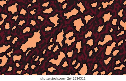 Abstract camouflage pattern in deep red and black on a peach background. Ideal for edgy fashion, urban design, textile prints, or creative backgrounds with a bold military vibe.