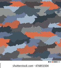 Abstract camouflage pattern with dot background