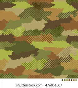 Abstract camouflage pattern with dot background