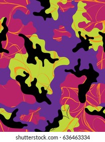Abstract camouflage pattern. Seamless vector wallpaper.Colorful background. Unique clothing style. Vector illustration. Military print.