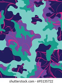 Abstract camouflage pattern. Seamless vector wallpaper.Colorful desktop background. Unique clothing style. Vector illustration. Military print