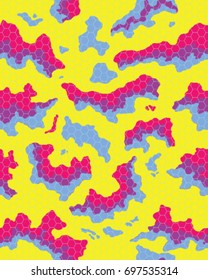 Abstract camouflage pattern. Seamless vector wallpaper.Colorful desktop background. Unique clothing style. Vector illustration. Military print