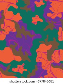 Abstract camouflage pattern. Seamless vector wallpaper.Colorful desktop background. Unique clothing style. Vector illustration. Military print