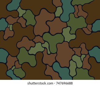 Abstract camouflage pattern. Seamless vector wallpaper.Colorful background. Unique clothing style. Vector illustration. Military print