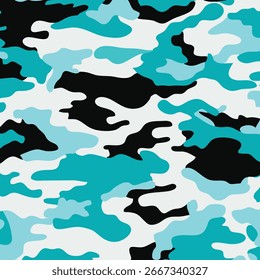 Padrão de camuflagem abstrato em tons de azul e preto, design moderno