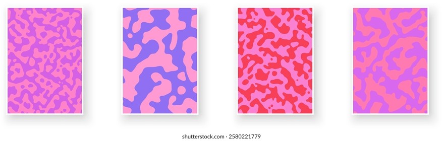 Abstract camouflage patterns in soft pastel colors for modern design projects. Vector illustration.