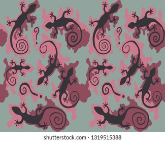 Abstract camouflage pattern.Seamless vector wallpaper.Camo design with lizard silhouettes.