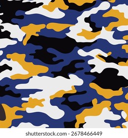 Abstractas camuflaje sin patrón en azul amarillo negro y blanco
