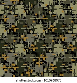 Abstract camouflage seamless pattern texture military repeats army green hunting clothes. Wallpaper for textile and fabric. Fashion style