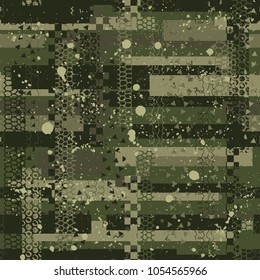 Abstract camouflage seamless pattern texture military repeats army green hunting clothes. Wallpaper for textile and fabric. Fashion style