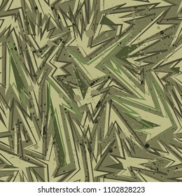 Abstract camouflage seamless pattern texture military repeats army green hunting clothes. Wallpaper for textile and fabric. Fashion style.