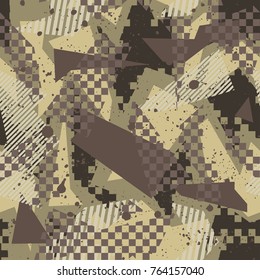 Abstract camouflage seamless pattern texture military repeats army green hunting clothes. Wallpaper for textile and fabric. Fashion style