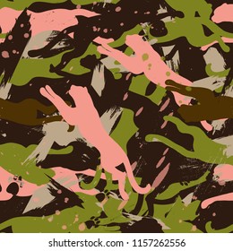 Abstract camouflage seamless pattern with wild animal for print on textile,cases, wrapping paper. Modern design for army clothing.