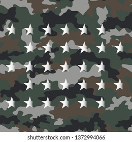 
abstract camouflage seamless vector pattern with stars