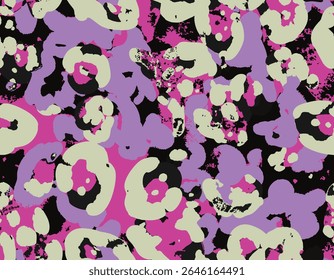 Camuflagem Vetor Sem Costura Padrão de Arte Padrão Animal Pele Colorido Trendy Furry Padrão, Micro e Macro Elementos adequados para impressão na superfície Tudo sobre impressão, Adequado para mulher estilo de arte na moda