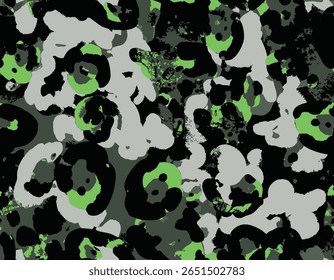 Abstract Camouflage Vector Seamless Art Pattern Animal Skin Colorful Trendy Furry Pattern, Micro and Macro Elements suitable for printing on surface All over print, Suitable for woman trendy art style