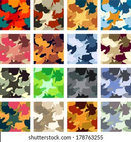 Abstract camouflage vector seamless pattern pack