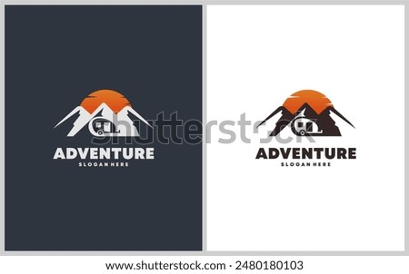 Abstract camper trailer adventure logo idea. travel and recreation vector design. Designed with creative ideas, elegant and modern.	