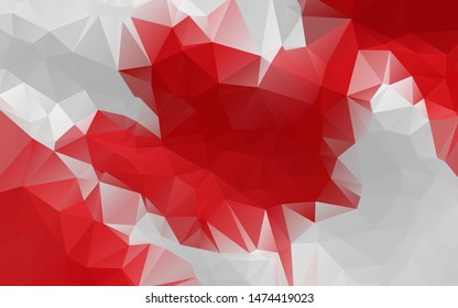Abstract Canada Flag Canadian Flag white and red color gradient low poly low polygonal abstract vector background