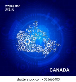 Abstract Canada gear map. Vector design